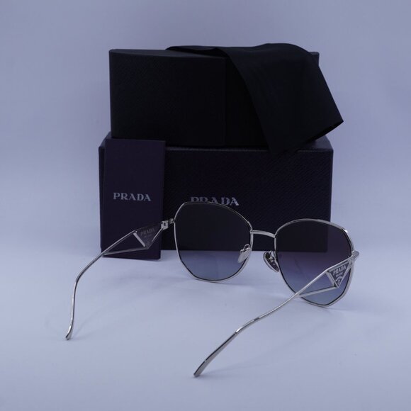 New Prada PR57YS 1BC5D1 Sunglasses - Silver Frame, Grey Gradient Lenses - Picture 11 of 11